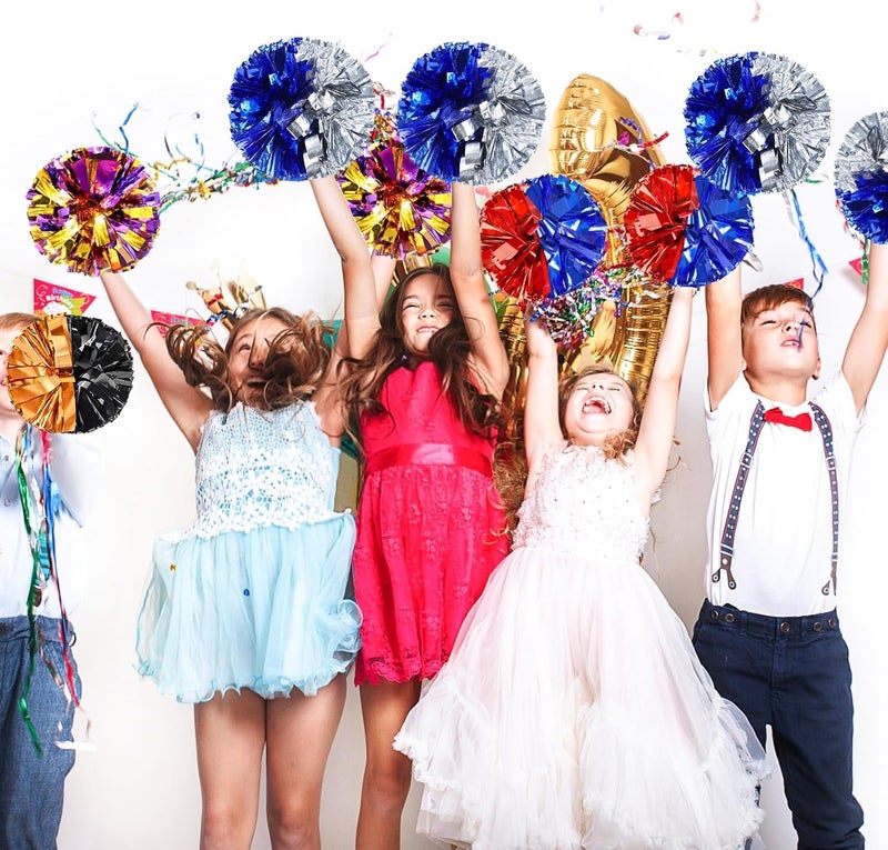 HOLENGS 4Pcs Upgraded 12inch Metallic Cheerleading Pom Poms, Cheerleader Pompoms Cheer Poms for Kids Adults, Cheering Squad Pompoms for School Sports Games Dance Party - Image 5